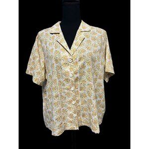 ANA A NEW APPROACH BOTTON DOWN SHIRT SHORT SLEEVE FLORAL PRINT COTTON XL
